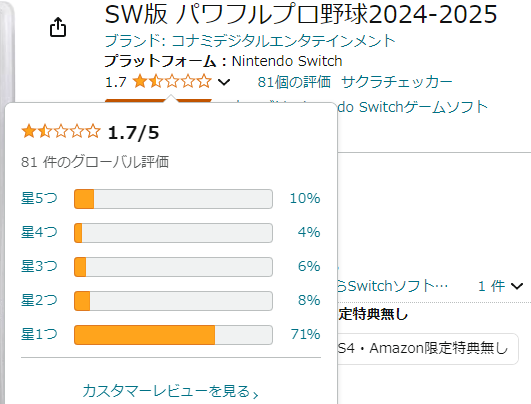 Switch版パワプロ2024評価