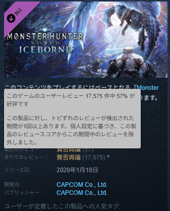アイスボーンSTEAM評価