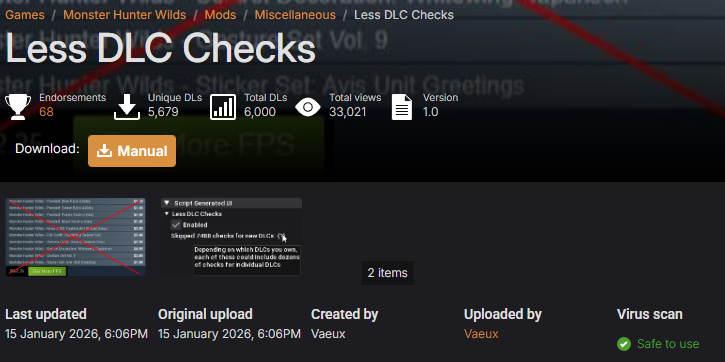 DLCチェック減少mod