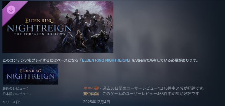 ナイトレインDLCSteam評価