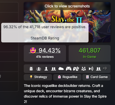 『SlaytheSpire2』のSteam評価