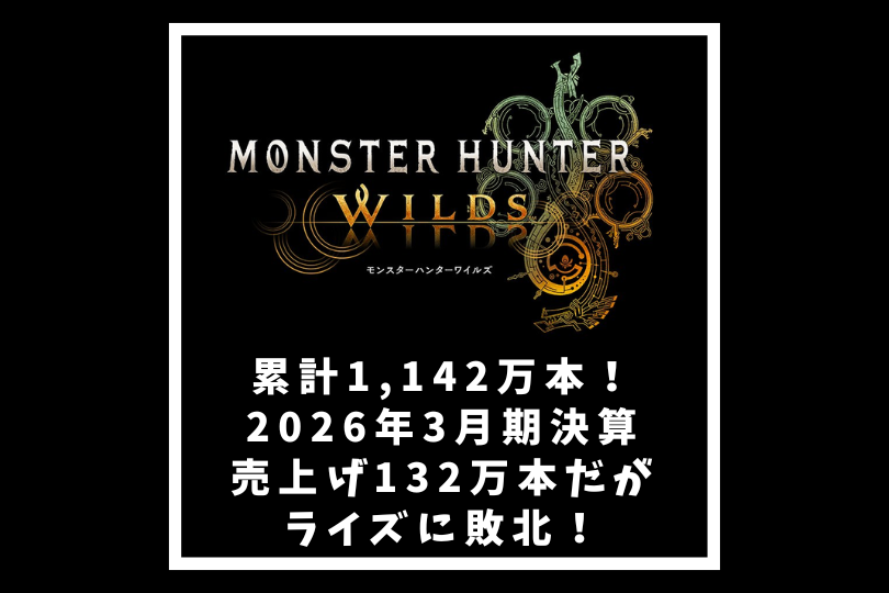 【モンハンワイルズ】累計1,142万本！2026年3月期決算売上げ132万本だがライズに敗北！
